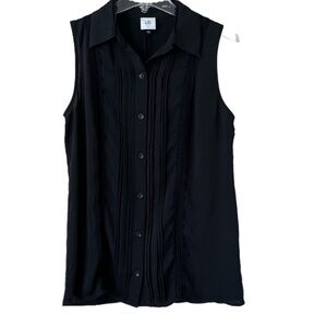 CAbi 3266 Jagger Top Lace Sleeveless Blouse Size Small Black Lace Inserts